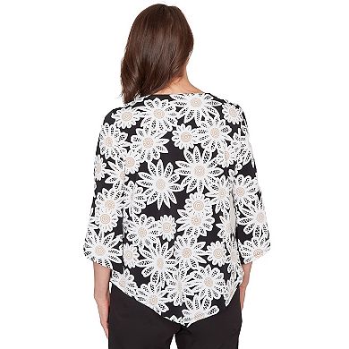 Women's Alfred Dunner Daisy Pointed Hem Top with Necklace