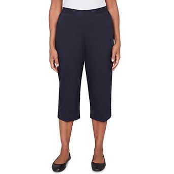 Women's Alfred Dunner Solid Twill Button Hem Capri Pants