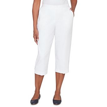 Women's Alfred Dunner Solid Twill Button Hem Capri Pants