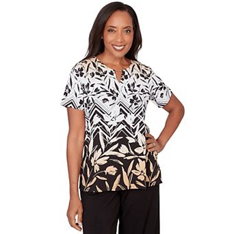 Women's Alfred Dunner Chevron Floral Ombre Print T-Shirt