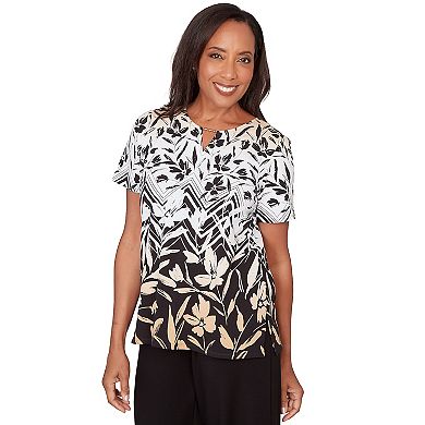 Women's Alfred Dunner Chevron Floral Ombre Print T-Shirt