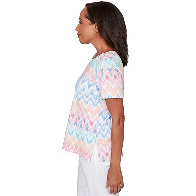 Women's Alfred Dunner Chevron Beaded Neck T-Shirt
