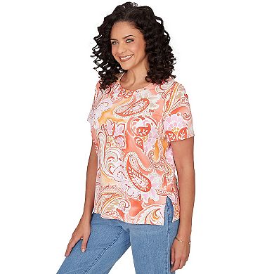 Women's Alfred Dunner Paisley Beaded Neck Pleated T-Shirt