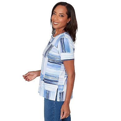 Women's Alfred Dunner Brushstroke Beaded Neck T-Shirt