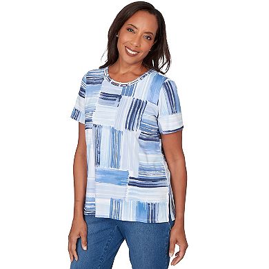 Women's Alfred Dunner Brushstroke Beaded Neck T-Shirt