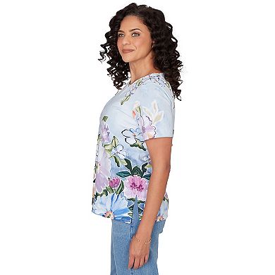 Women's Alfred Dunner Artisan Floral Split Neck T-Shirt