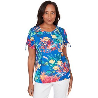 Women's Alfred Dunner Tropical Reef Tie Sleeve T-Shirt