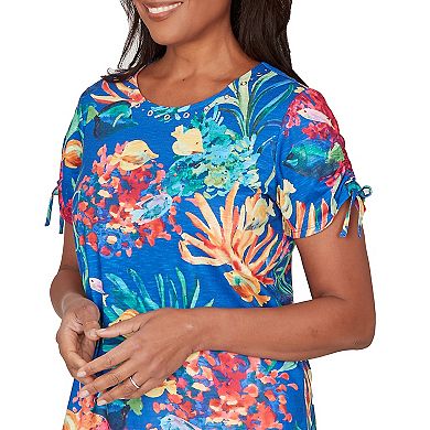 Women's Alfred Dunner Tropical Reef Tie Sleeve T-Shirt