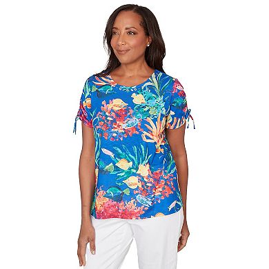 Women's Alfred Dunner Tropical Reef Tie Sleeve T-Shirt