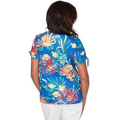Women's Alfred Dunner Tropical Reef Tie Sleeve T-Shirt