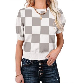 Womens Lightweight Crew Neck Short Sleeve Pullover Sweater