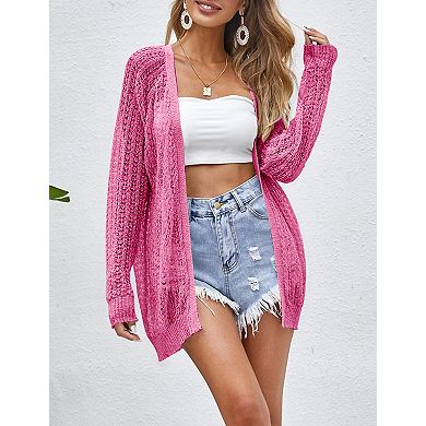 Womens Cute Heart Cardigans Oversized Long Sleeve Open Front Knit Sweaters