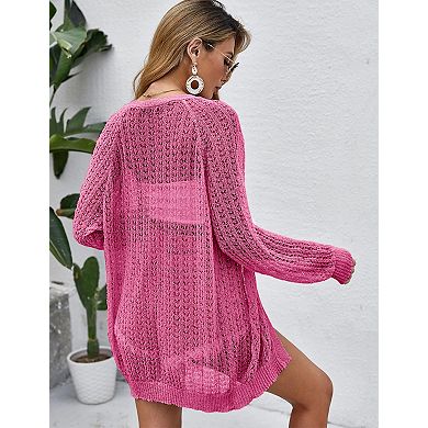 Womens Cute Heart Cardigans Oversized Long Sleeve Open Front Knit Sweaters