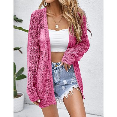 Womens Cute Heart Cardigans Oversized Long Sleeve Open Front Knit Sweaters