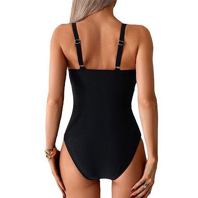 Women's One Piece Swimsuit Summer Bathing Suit Tummy Control V Neck Swimwear