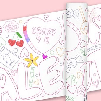 Big Dot of Happiness Happy Valentine’s Day Coloring Table Runner, 7ft Long Craft Activity - 1 Roll
