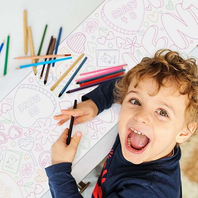 Big Dot of Happiness Happy Valentine’s Day Coloring Table Runner, 7ft Long Craft Activity - 1 Roll