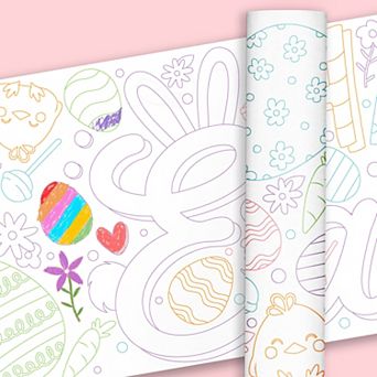 Big Dot of Happiness Happy Easter Coloring Table Runner 7ft Long Craft Activity Table Cover - 1 Roll