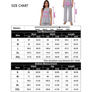 Women's 2 Piece Lounge Sets Sleeveless Crew Neck Tops Pants Matching Set Casual Outfits