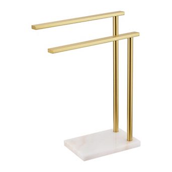 2 tier Bathroom Towel Rack with Heavy Marble Base and Stainless Steel Bars