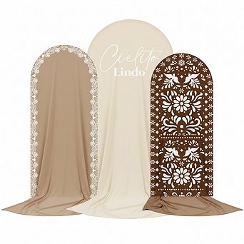 3 pc Vintage Mexican Arch Backdrop Cover, 2-Sided for Wedding Birthday & Fiesta Decor