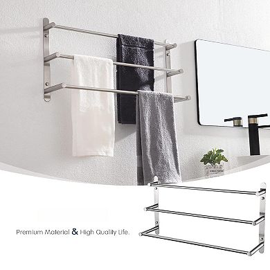 3-Tier Stainless Steel Bathroom Towel Rack, Rustproof, Easy DIY, Wall Mount