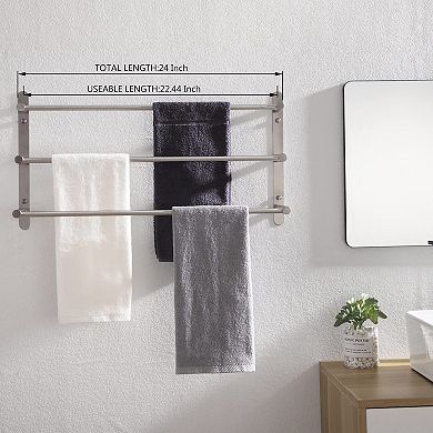 3-Tier Stainless Steel Bathroom Towel Rack, Rustproof, Easy DIY, Wall Mount