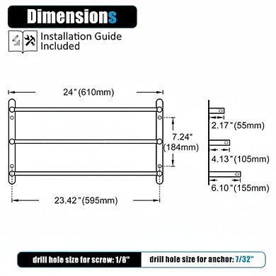 3-Tier Stainless Steel Bathroom Towel Rack, Rustproof, Easy DIY, Wall Mount