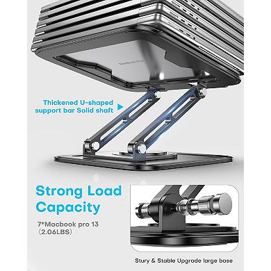 Adjustable Laptop Stand with 360 Rotating Base Foldable and Portable