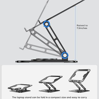 Adjustable Laptop Stand with 360 Rotating Base Foldable and Portable