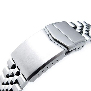 20mm Stainless Steel Watch Bracelet: Solid Links, Brushed Finish, V-Clasp, Fits 20mm Lug Width