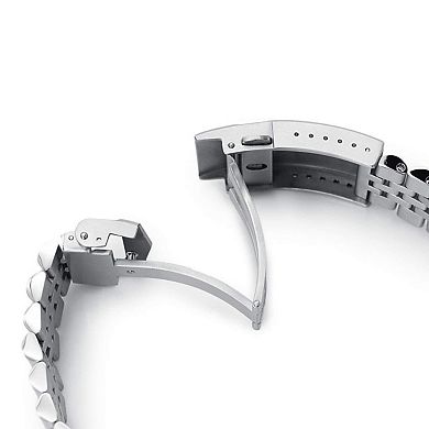 20mm Stainless Steel Watch Bracelet: Solid Links, Brushed Finish, V-Clasp, Fits 20mm Lug Width