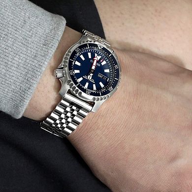 20mm Stainless Steel Watch Bracelet: Solid Links, Brushed Finish, V-Clasp, Fits 20mm Lug Width