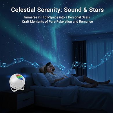 Northern Lights Star Projector with Bluetooth Speaker and White Noise for Bedroom