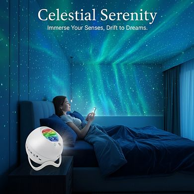 Northern Lights Star Projector with Bluetooth Speaker and White Noise for Bedroom