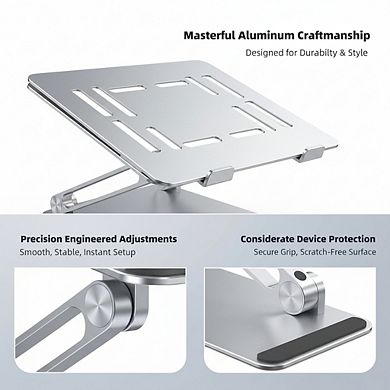 Adjustable Aluminum Laptop Stand Foldable and Portable for Desk Ergonomic Riser