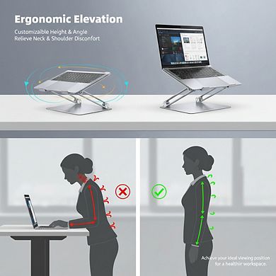 Adjustable Aluminum Laptop Stand Foldable and Portable for Desk Ergonomic Riser