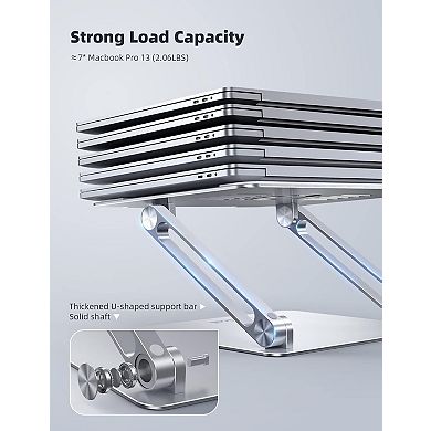 Adjustable Aluminum Laptop Stand Foldable and Portable for Desk Ergonomic Riser