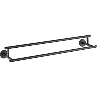 24-Inch Matte Black Double Wall Mount Towel Bar for Bathroom