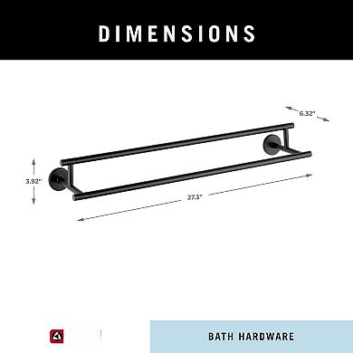 24-Inch Matte Black Double Wall Mount Towel Bar for Bathroom