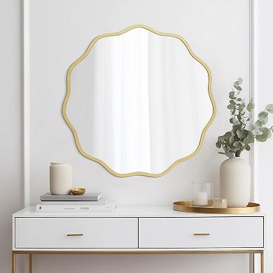 24" Gold Wavy Mirror for Home Decor: Modern Bathroom, Bedroom, Living Room