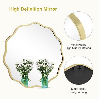 24" Gold Wavy Mirror for Home Decor: Modern Bathroom, Bedroom, Living Room