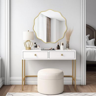 24" Gold Wavy Mirror for Home Decor: Modern Bathroom, Bedroom, Living Room