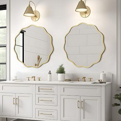 24" Gold Wavy Mirror for Home Decor: Modern Bathroom, Bedroom, Living Room