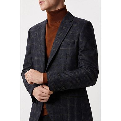 Burton Mens Windowpane Check Single-Breasted Slim Blazer