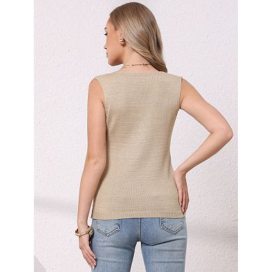 Women's Beach Vacation Clothes Summer Tank Tops Knit Sweater Vest Crochet Sleeveless Pullover Top
