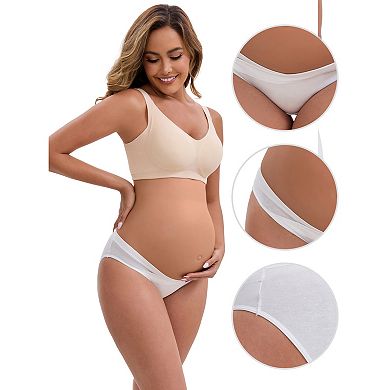Women's Low-Waisted Maternity Briefs Under the Bump Comfortable Breathable Cotton Underwears 4 Packs