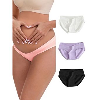 Women's Low-Waisted Maternity Briefs Under the Bump Comfortable Breathable Cotton Underwears 4 Packs