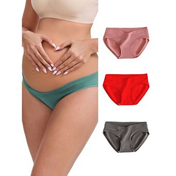 Women's Low-Waisted Maternity Briefs Under the Bump Comfortable Breathable Cotton Underwears 4 Packs