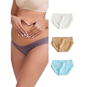 Women's Low-Waisted Maternity Briefs Under the Bump Comfortable Breathable Cotton Underwears 4 Packs
